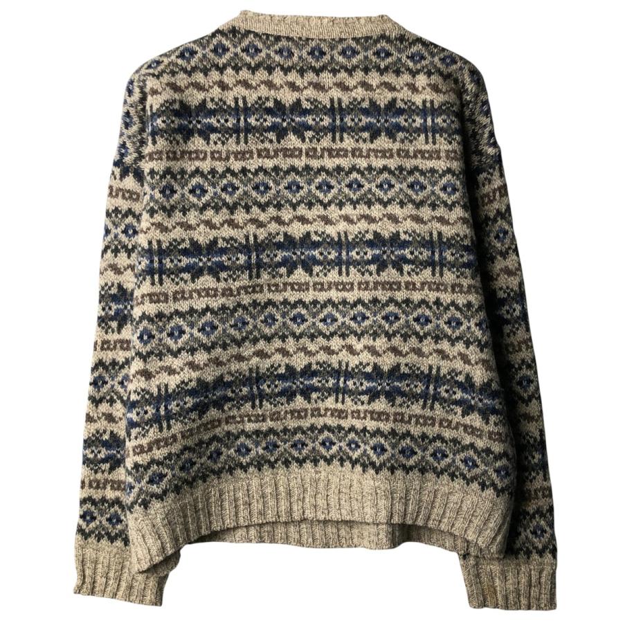 90s Woolrich ネイビー フェアアイル柄 ニット L WOOLRICH（ウールリッチ） 古着 90~00年代 総柄 フェアアイル柄 ウール