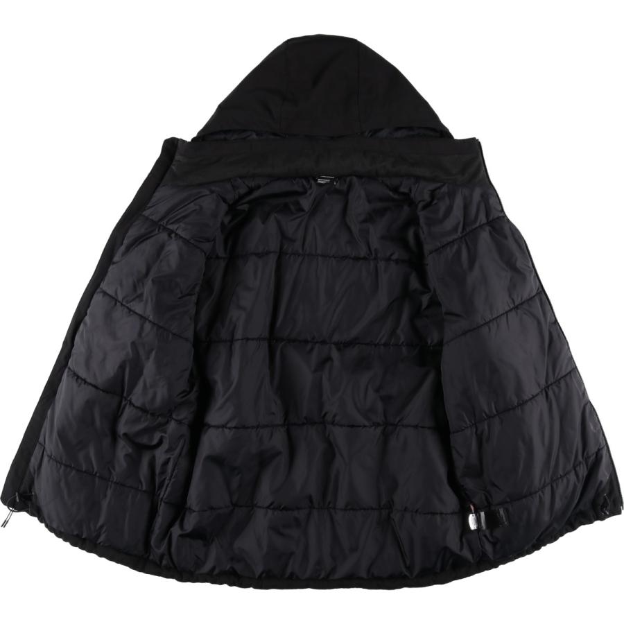 希少ノースフェイス中綿入りナイロンジャケットソフトシェル切替刺繍ロゴテック古着黒 THE NORTH FACE（ザ ノースフェイス） 古着 フード付き 中綿入り