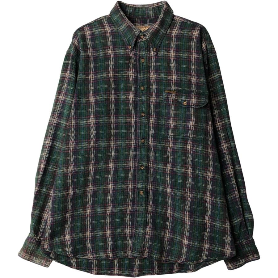 【Woolrich 】ウールリッチ＊長袖チェックフランネルシャツ L グリーン WOOLRICH（ウールリッチ） 古着 00年代 長袖 ボタンダウン フランネル