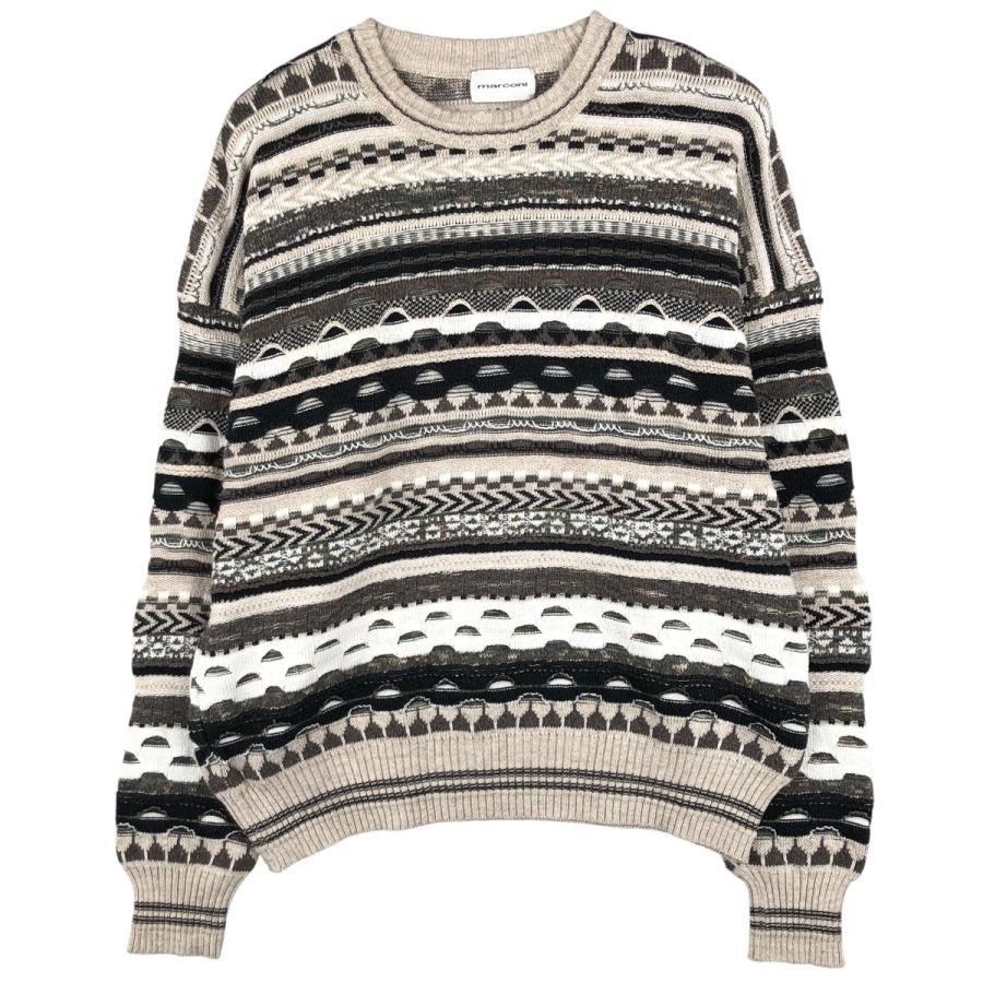 古着 marconi 総柄 3Dニットセーター メンズL相当 /eaa599628 : 古着屋