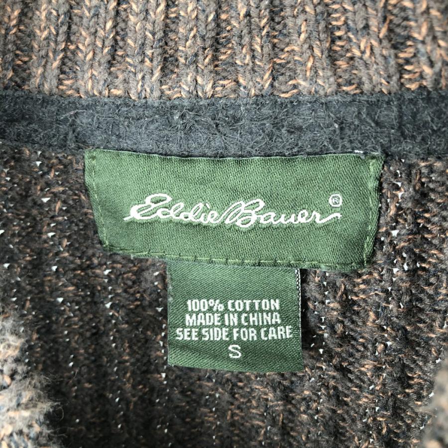 エディーバウアー コットンニット セーター クルーネック カーキ Lサイズ Eddie Bauer（エディーバウアー） 古着 00年代 ヘンリーネック