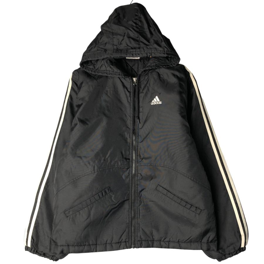 美品90'ヴィンテージ　adidas アディダス　フード中綿入りジャケット M 80〜90年代 銀タグ ビンテージ adidas アディダス フード付き 中綿