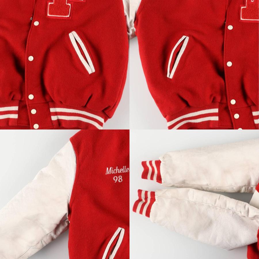 古着 ~90年代 HOLLOWAY 中綿入り 袖革ウールボタンスタジャン バー