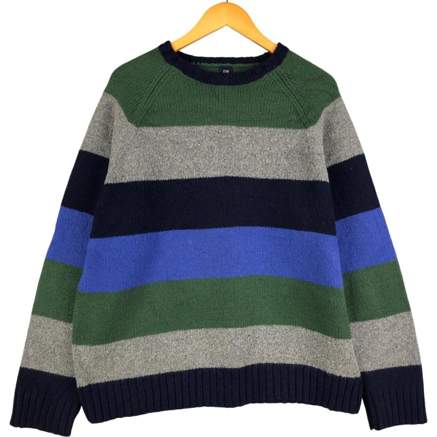 GAP（ギャップ） 古着 ボーダー柄 リブ編み ラムウールニットセーター 