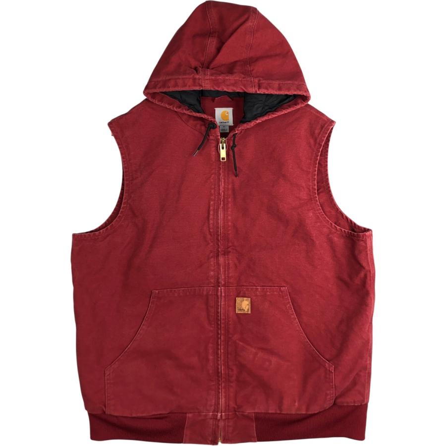 Carhartt フード付きベスト(古着) Carhartt カーハート フード付き ワークベスト ダックベスト フリース