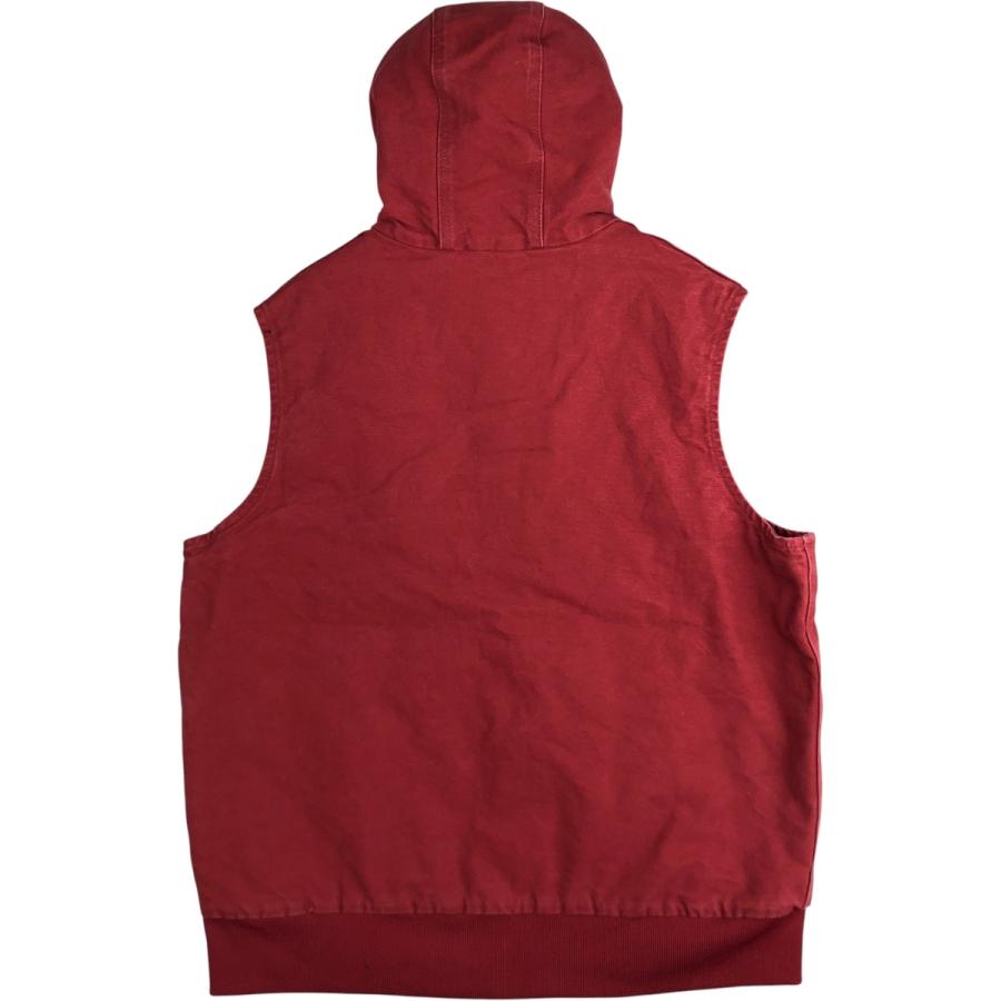 Carhartt 赤 ベスト ジッパー付き Carhartt（カーハート） 古着 フード付き ダックベスト メンズXL相当