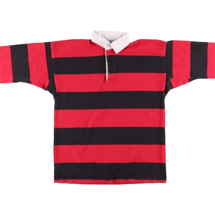 古着 90年代 ランズエンド LANDS' END ボーダー柄 長袖 ラガーシャツ