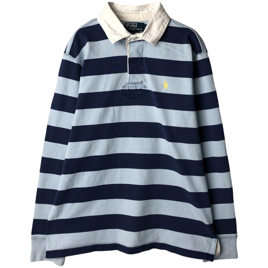 古着 ラルフローレン Ralph Lauren POLO by Ralph Lauren CUSTOM FIT ボーダー柄 長袖 ラガーシャツ メンズL相当/eaa601396 古着 ラルフローレン Ralph Lauren POLO by CUSTOM FIT ボーダー柄