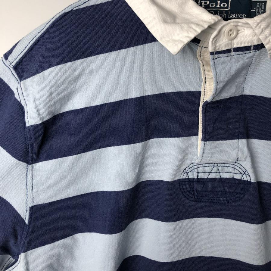 古着 ラルフローレン Ralph Lauren POLO by Ralph Lauren CUSTOM FIT ボーダー柄 長袖 ラガーシャツ メンズL相当/eaa601396 古着 ラルフローレン Ralph Lauren POLO by CUSTOM FIT ボーダー柄