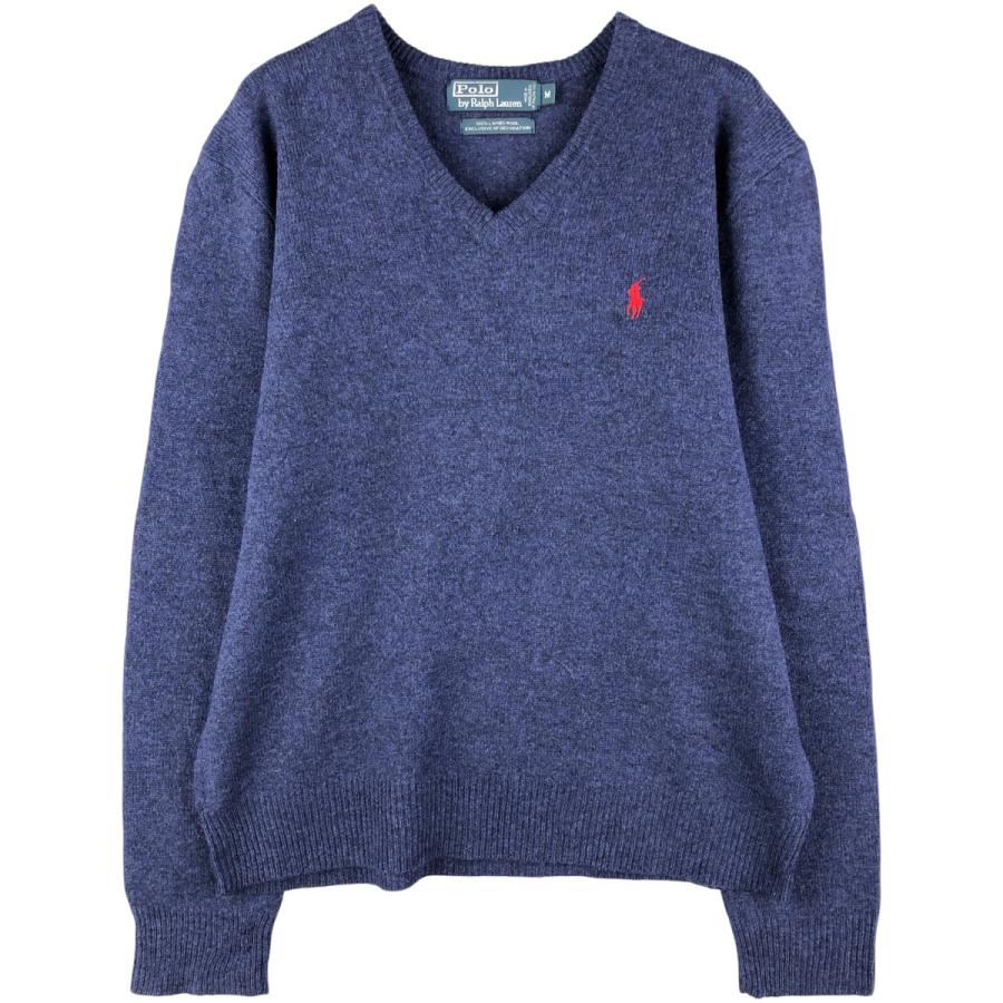 古着 ラルフローレン Ralph Lauren POLO by Vネック ラムウールニット