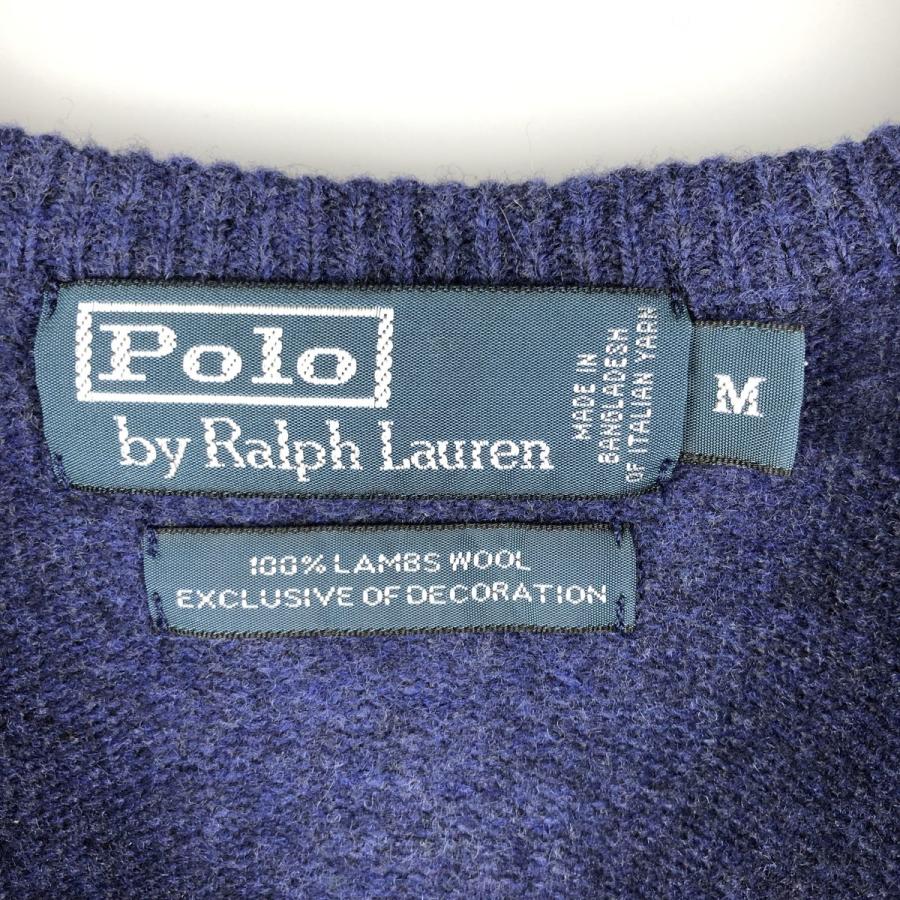 古着 ラルフローレン Ralph Lauren POLO by Vネック ラムウールニット