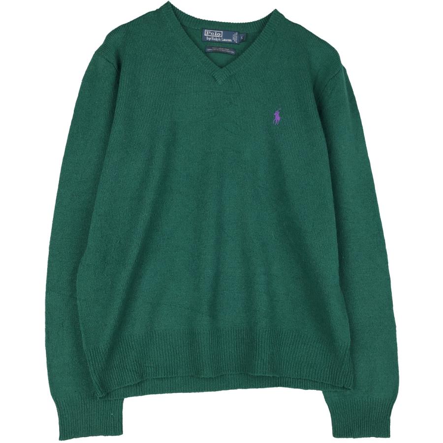 古着 ラルフローレン Ralph Lauren POLO by Vネック ラムウールニット