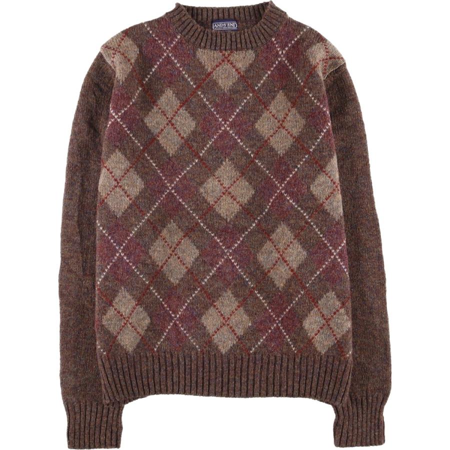 古着 90年代 ランズエンド LANDS' END アーガイル柄 ウールニット