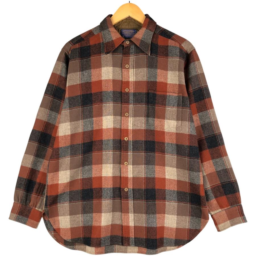 ペンドルトン　７０年代　USA製　ウールシャツ　チェック柄　ブラウン　美品 PENDLETON（ペンドルトン） 古着 70年代 チェック柄 ウールシャツ USA