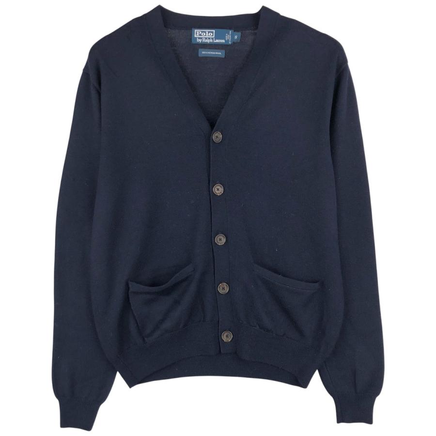 【美品】POLO Ralph Lauren メリノウール カーディガン紺Ｌサイズ 古着 ラルフローレン Ralph Lauren POLO by メリノウールニット