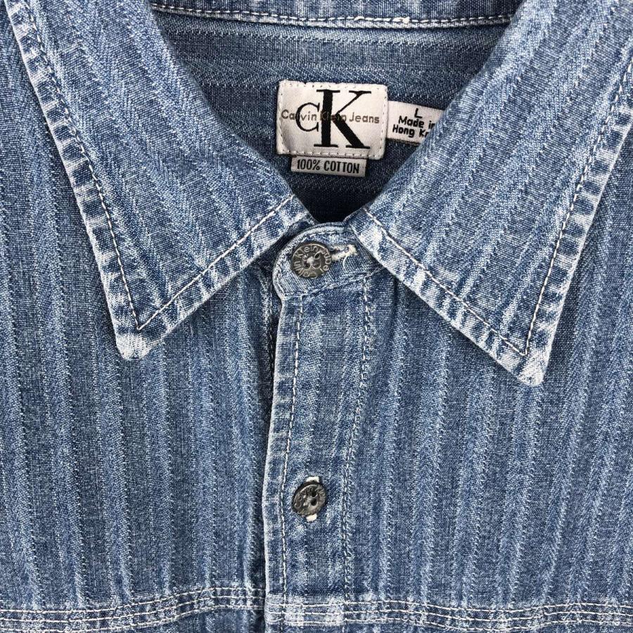 90sカルバンクラインUSA製アートGジャン古着m16 古着通販 L☆古着 カルバンクライン 長袖 デニム ジャケット メンズ 90