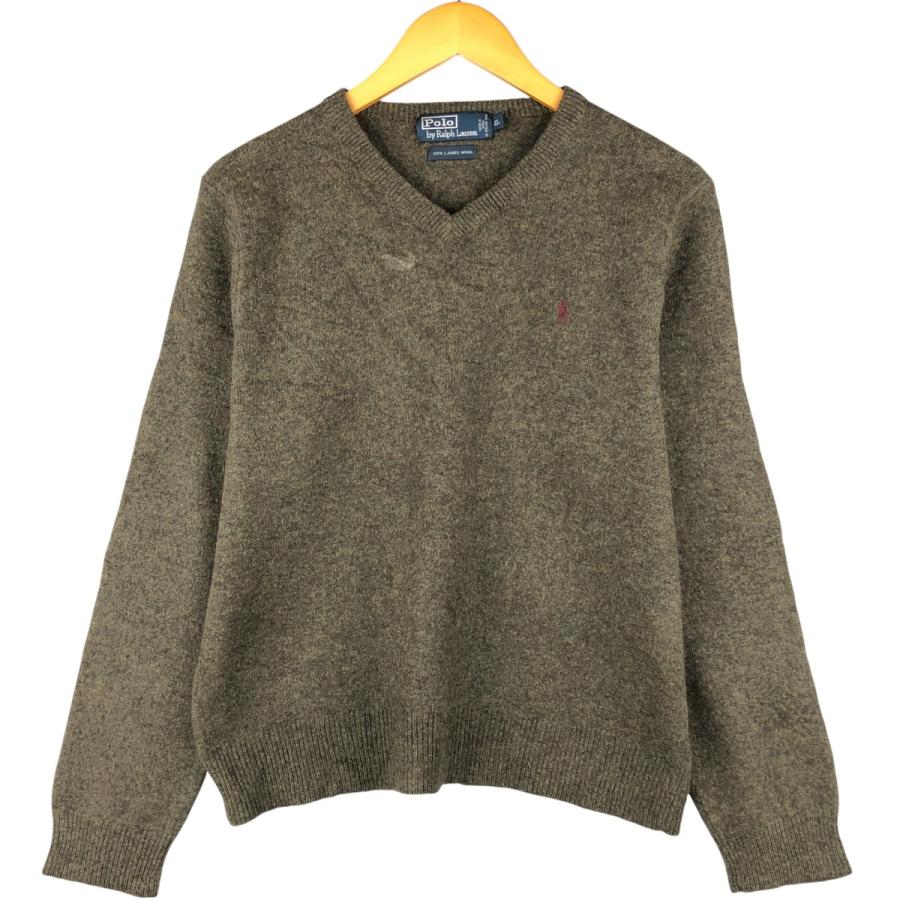 古着 ラルフローレン Ralph Lauren POLO by Vネック ラムウールニット