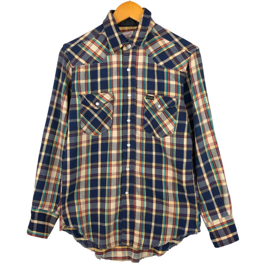 古着 70年代 ラングラー Wrangler 長袖 ライトネルチェックシャツ USA製 メンズM相当/eaa602630 Wrangler（ラングラー） 古着 70年代 長袖 ライトネルチェックシャツ