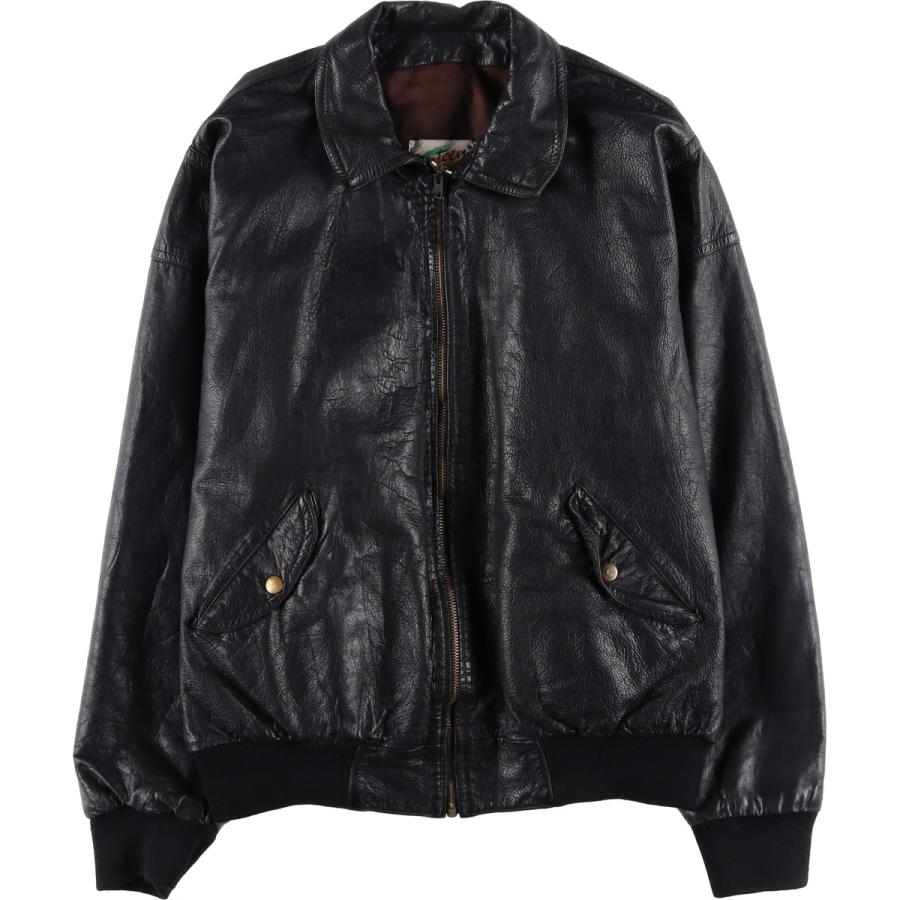 古着 top teen スイングトップタイプ 中綿入り レザーブルゾン