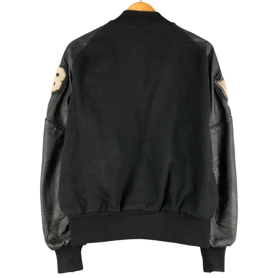 古着 80年代 デロング DeLONG 袖革ウールボタンスタジャン バーシティ