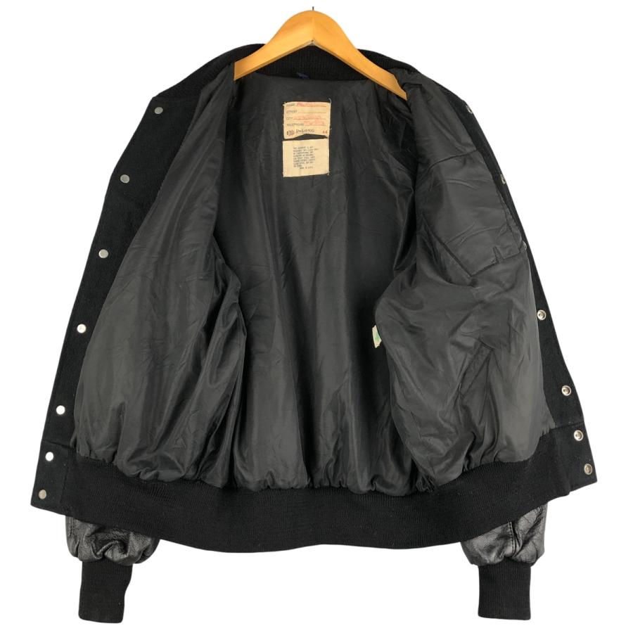 古着 80年代 デロング DeLONG 袖革ウールボタンスタジャン バーシティ