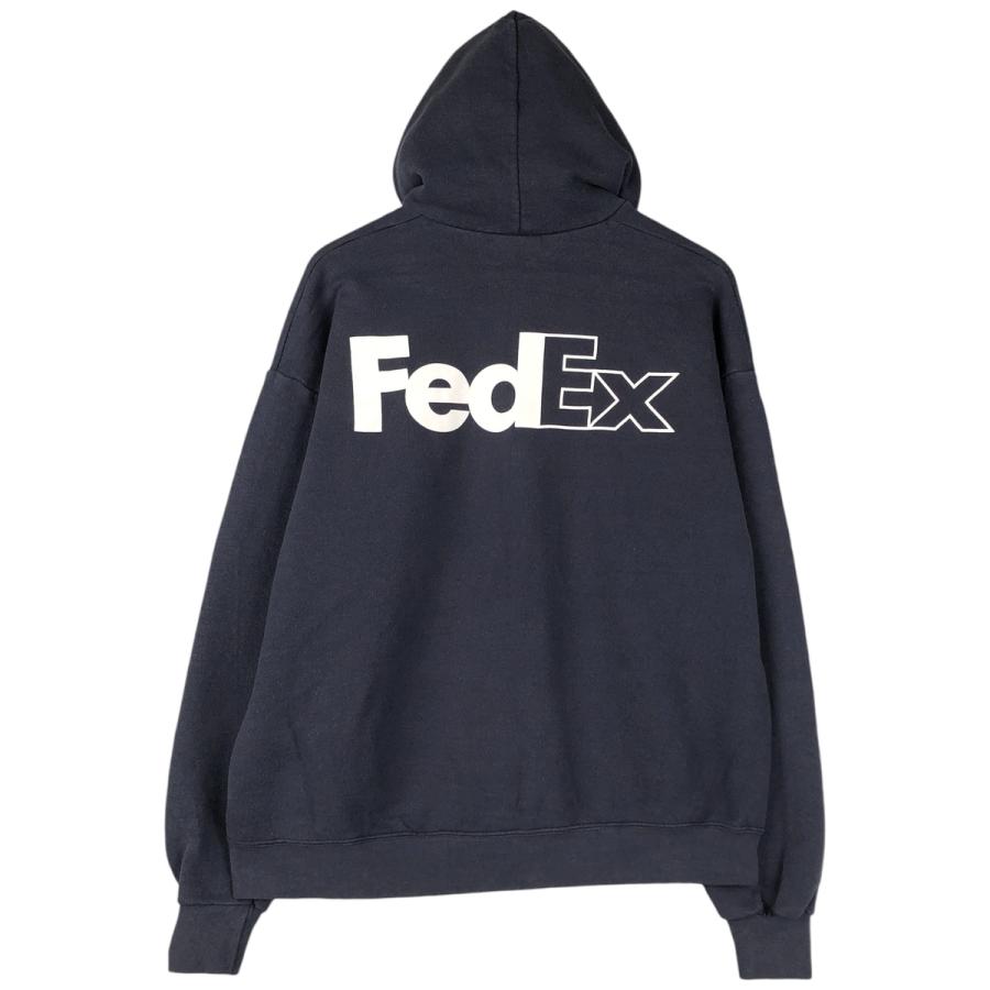 リアン（CHAUMET） 古着 90年代 リー heavyweight FedEx フェデックス FedEx ネイビー ジップアップパーカーフェデックストレーナー