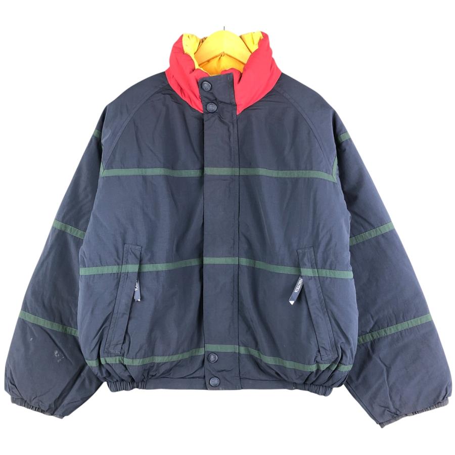 古着 90s/90年代 ノーティカ NAUTICA ダウンジャケット リバーシブル ワンポイントロゴ刺繍 L ネイビー グリーン マルチカラー メンズ NAUTICA（ノーティカ） 古着 90年代 リバーシブル ダウンジャケット
