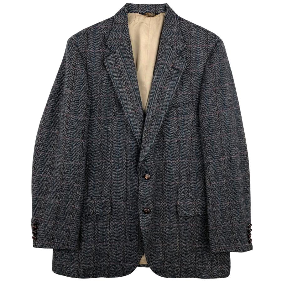 古着 Manx Tweed チェック柄 ヘリンボーン ウールテーラードジャケット