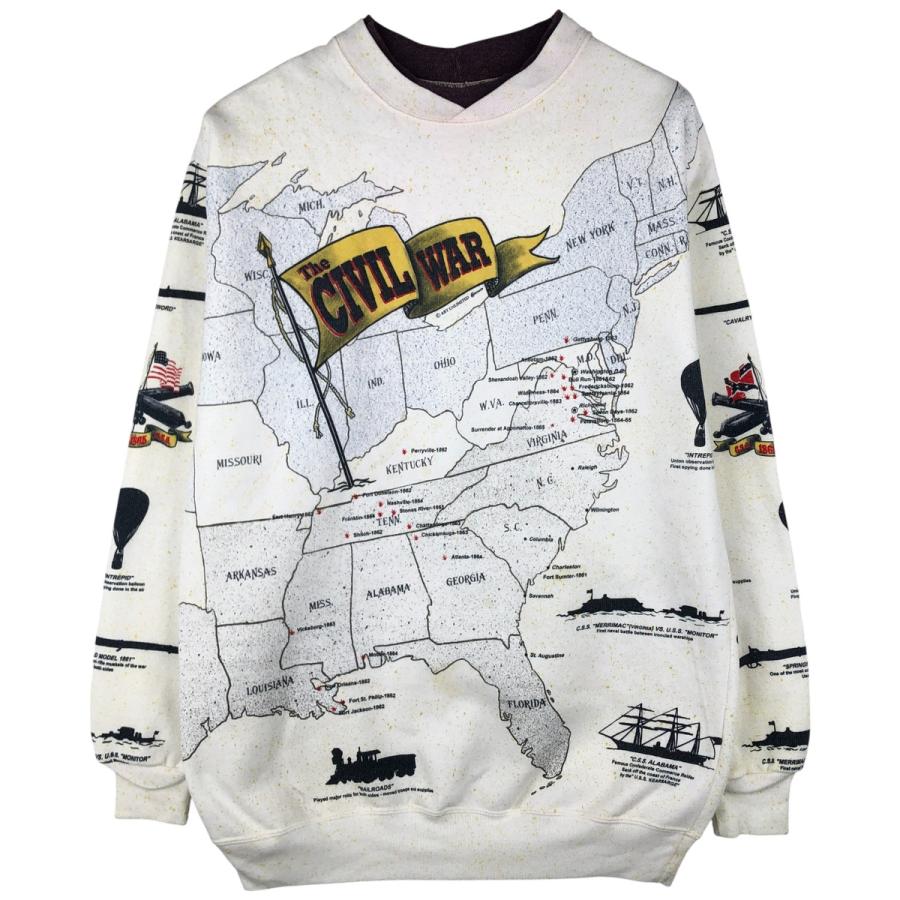 古着 90年代 Art Unlimited Sportswear 総柄 プリントスウェットシャツ