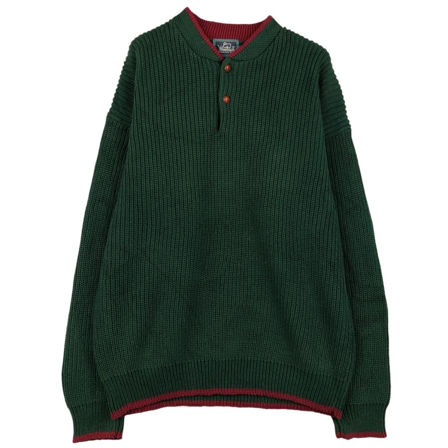 古着 90年代 ウールリッチ WOOLRICH リブ編み ヘンリーネック コットンニットセーター メンズXL相当 ヴィンテージ/eaa604437 WOOLRICH（ウールリッチ） 古着 90年代 リブ編み ヘンリーネック