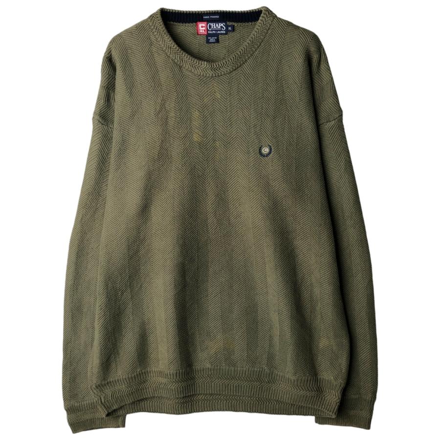 古着 ラルフローレン Ralph Lauren CHAPS チャップス ヘリンボーン コットンニットセーター メンズXL相当/eaa604488 古着 ラルフローレン Ralph Lauren CHAPS チャップス ヘリンボーン
