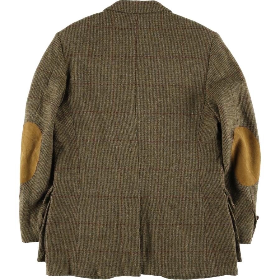 未使用に近い ラルフローレン ツイードジャケット アルパカ ラムレザーパッチ L 古着 ラルフローレン Ralph Lauren POLO by チェック柄 アルパカ混