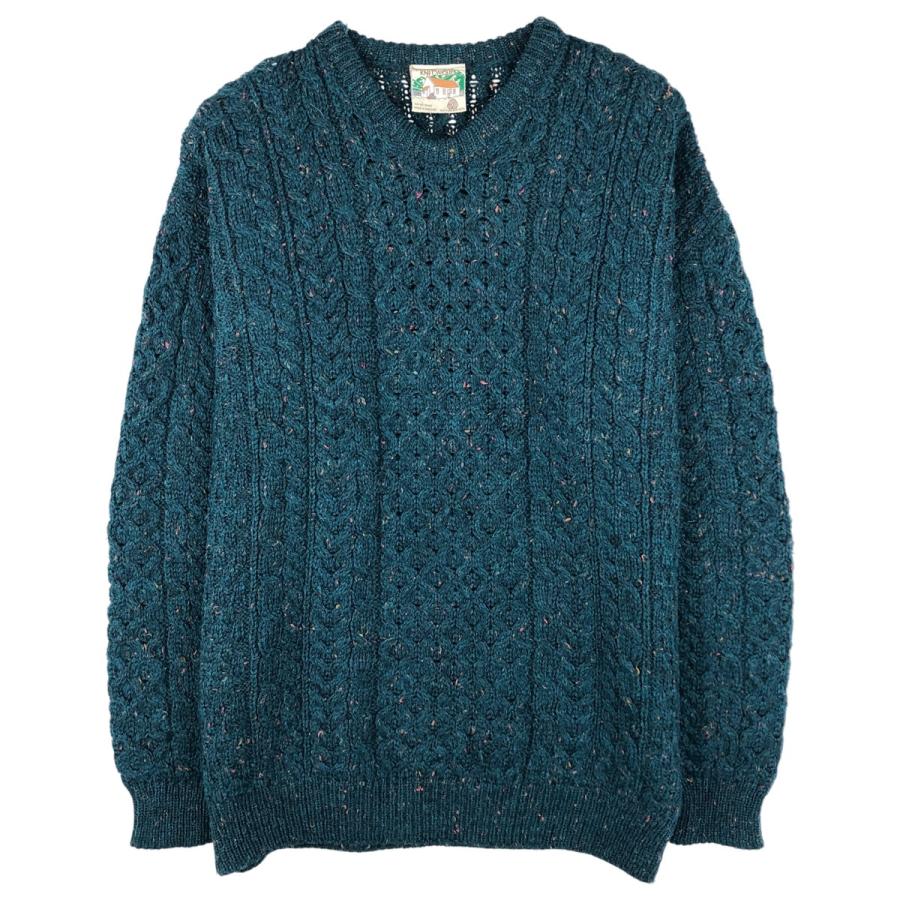 古着 Connemara Knitwear カラーネップ フィッシャーマン アランニット