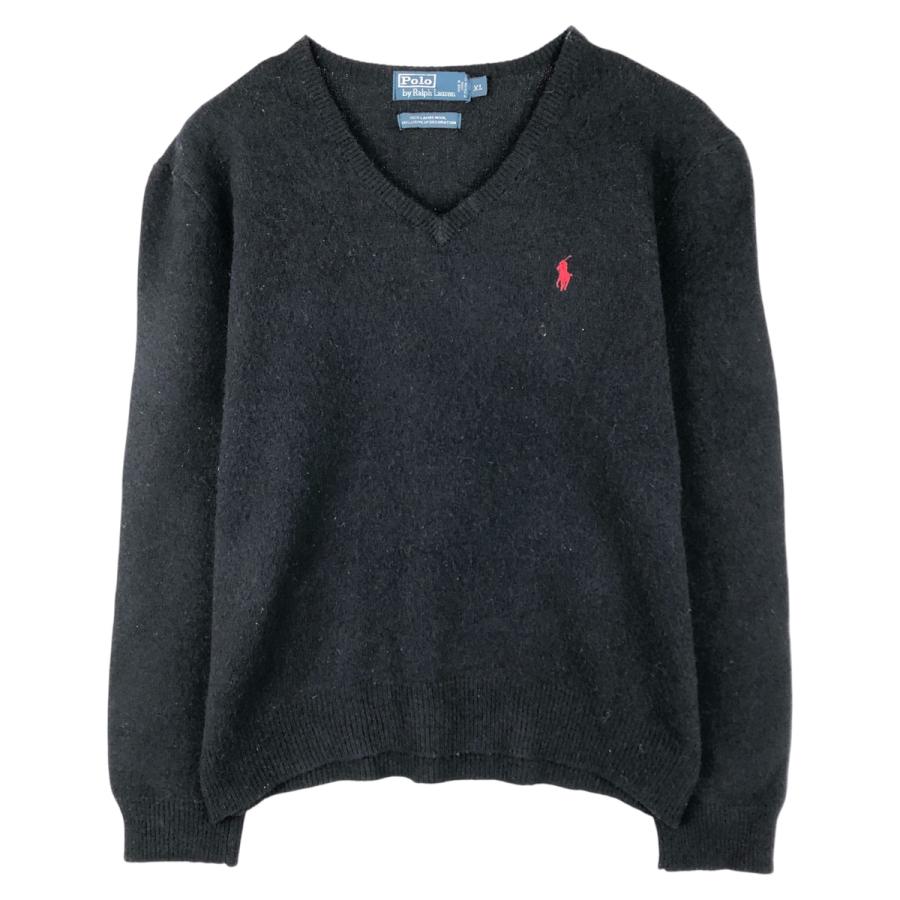 古着 ラルフローレン Ralph Lauren POLO by Vネック ラムウールニット