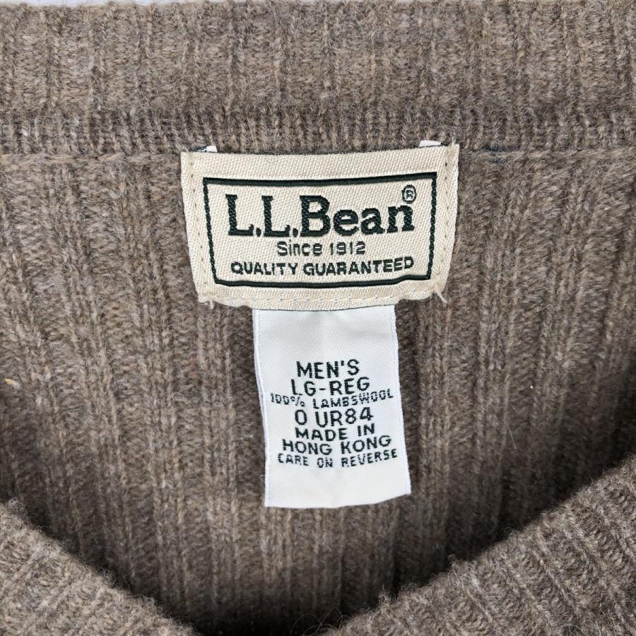 L.L.Bean（エルエルビーン） 古着 リブ編み Vネック ラムウールニット 