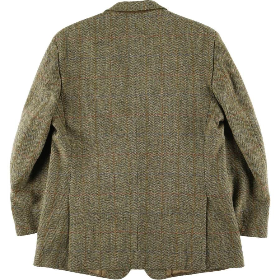 美品 ハリスツイード ヘリンボーン パッチワーク チェック テーラードジャケット HARRIS TWEED（ハリスツイード） 古着 チェック柄 ヘリンボーン ウール