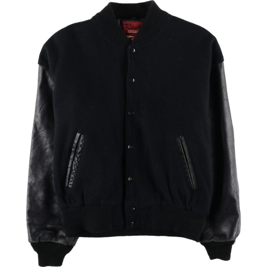 古着 80~90年代 Reed 袖革ウールボタンスタジャン バーシティ