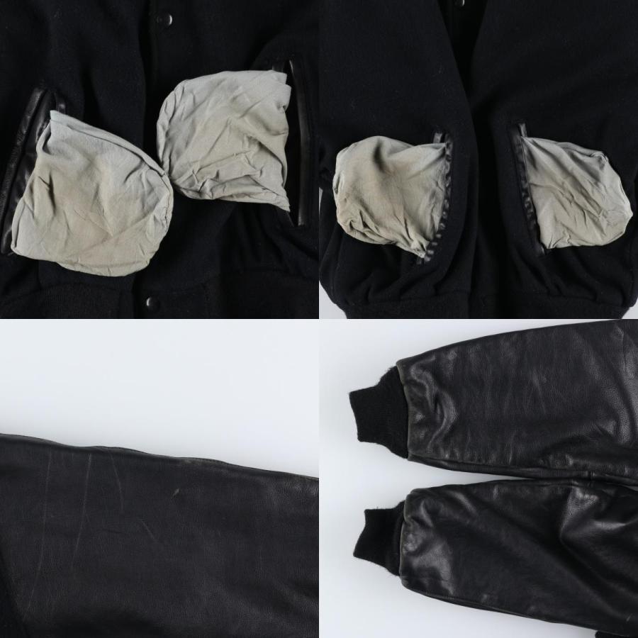 古着 80~90年代 Reed 袖革ウールボタンスタジャン バーシティ