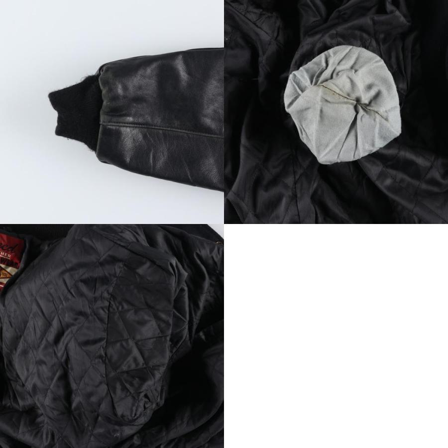 古着 80~90年代 Reed 袖革ウールボタンスタジャン バーシティ