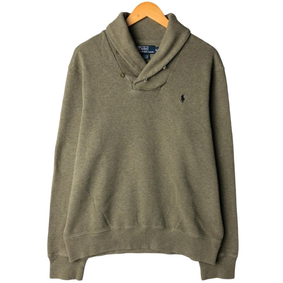 POLO RALPH LAUREN スウェット S ワンポイント刺繍 前V 古着 ラルフローレン POLO by Ralph Lauren ショールカラー ワン