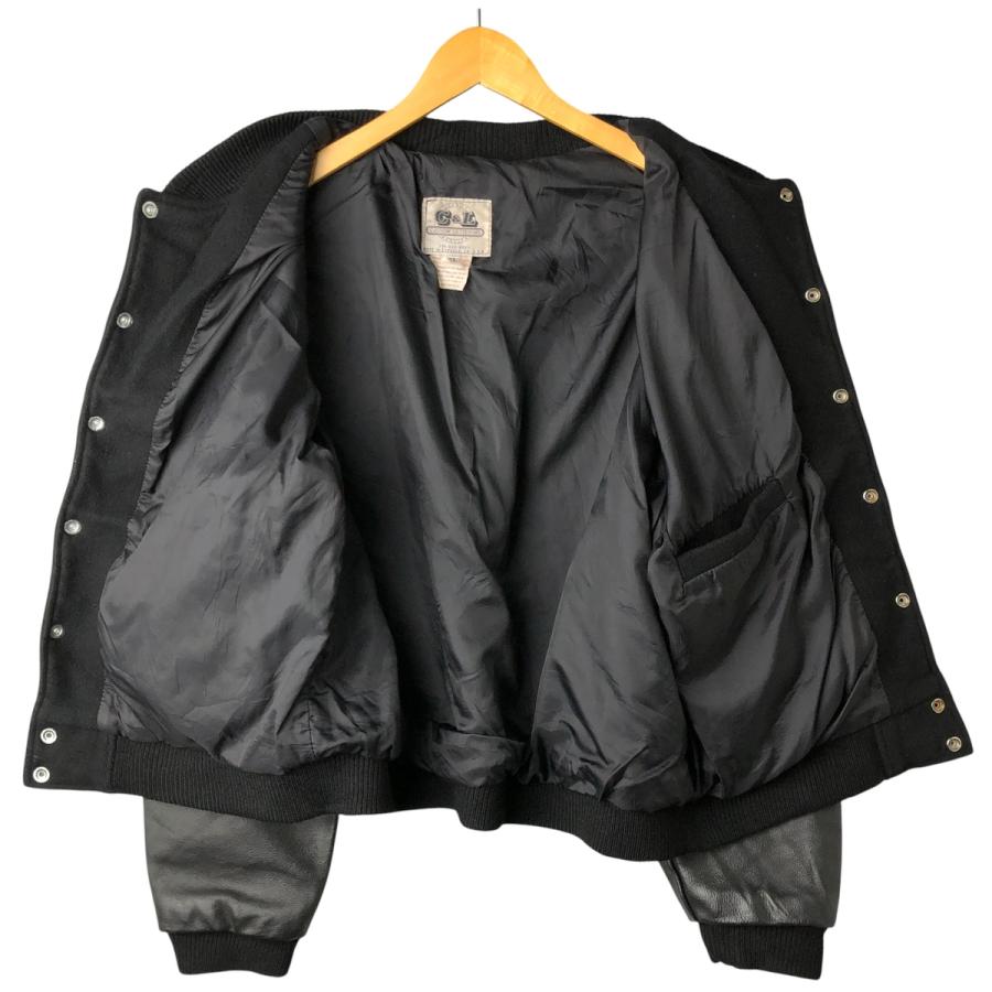 古着 80年代 Creative Custom Products 袖革ウールボタンスタジャン