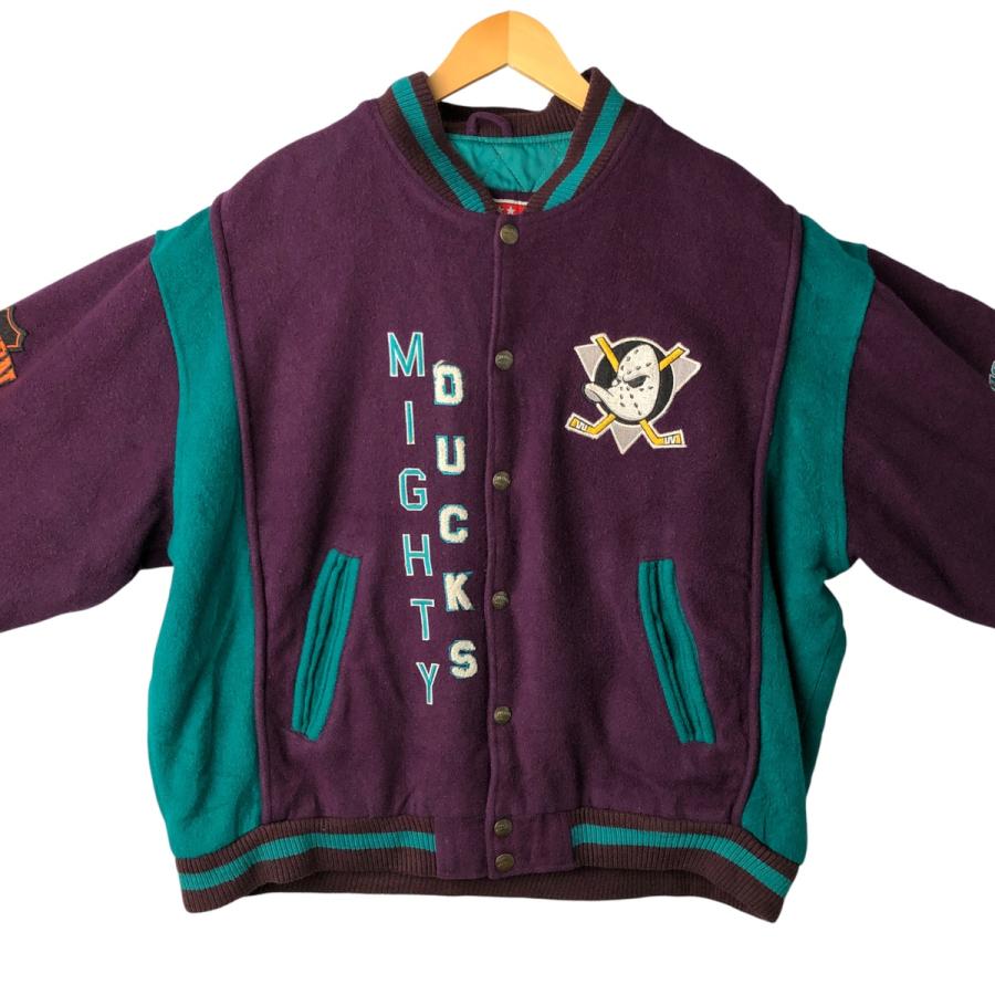 FANS NHLマイティーダックス中綿ナイロンジャケットパーカー　ヴィンテージ 古着 90年代 CAMPRI NUTMEG NHL アナハイムマイティ ダックス 中綿入り