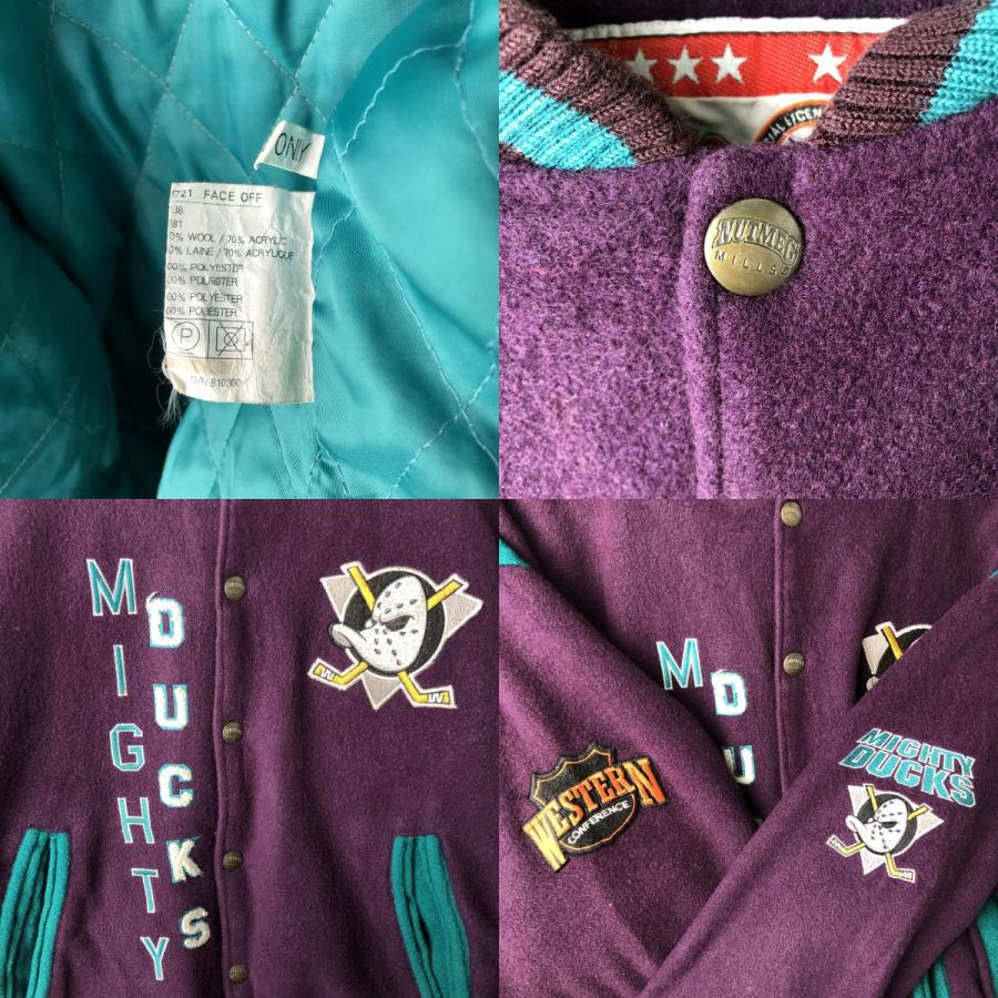 FANS NHLマイティーダックス中綿ナイロンジャケットパーカー　ヴィンテージ FANS NHLマイティーダックス中綿ナイロンジャケットパーカー