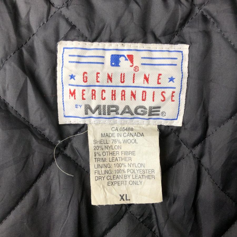 古着 90年代 MIRAGE MLB ニューヨークヤンキース 中綿入り 袖革ウール