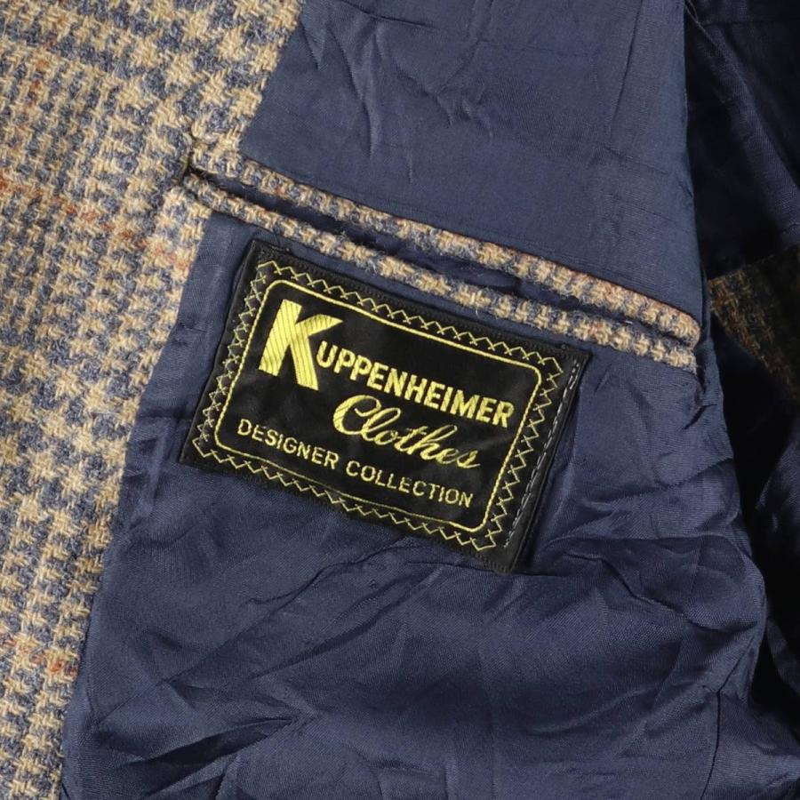 CAMEL 100% テーラードジャケット USA製 千鳥格子 L相当 グレー系