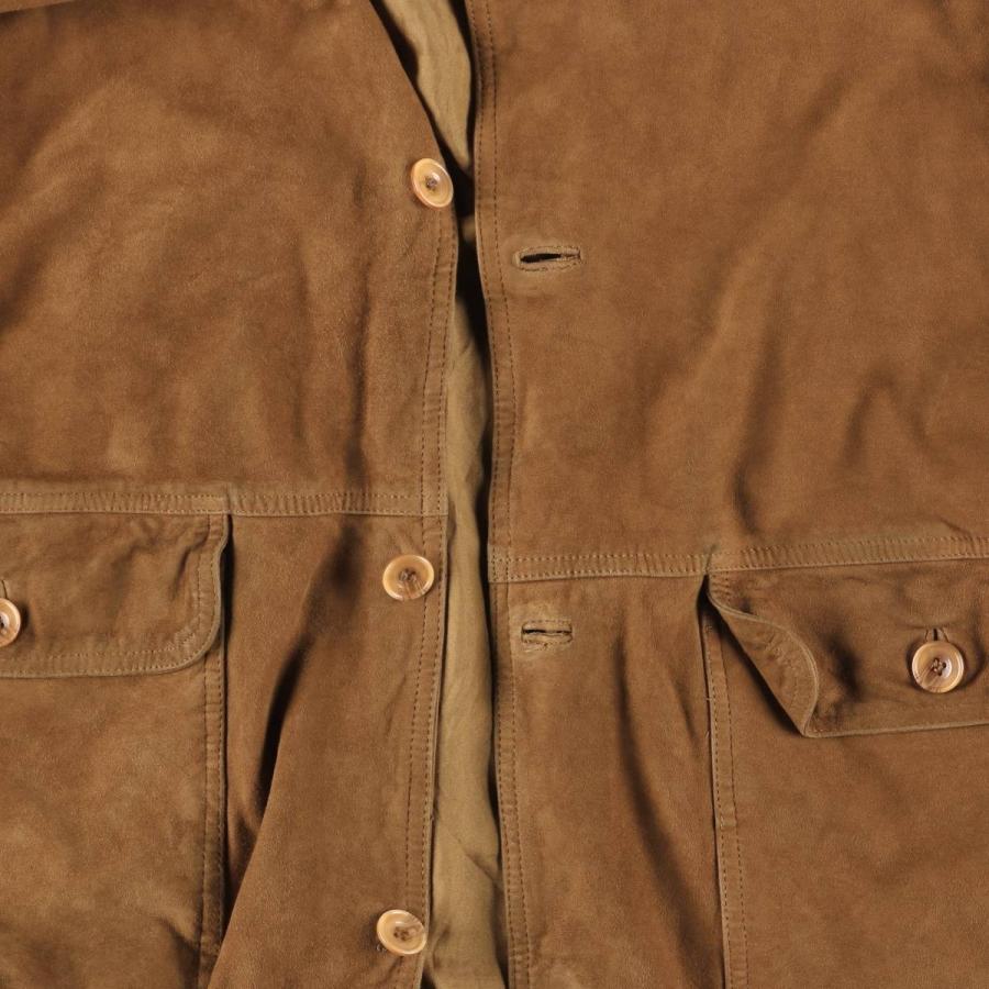 ブルックスブラザーズ バルスタージャケット スウェードレザー ブラウン XL 古着 バルスタージャケット スエードレザーブルゾン メンズXL相当