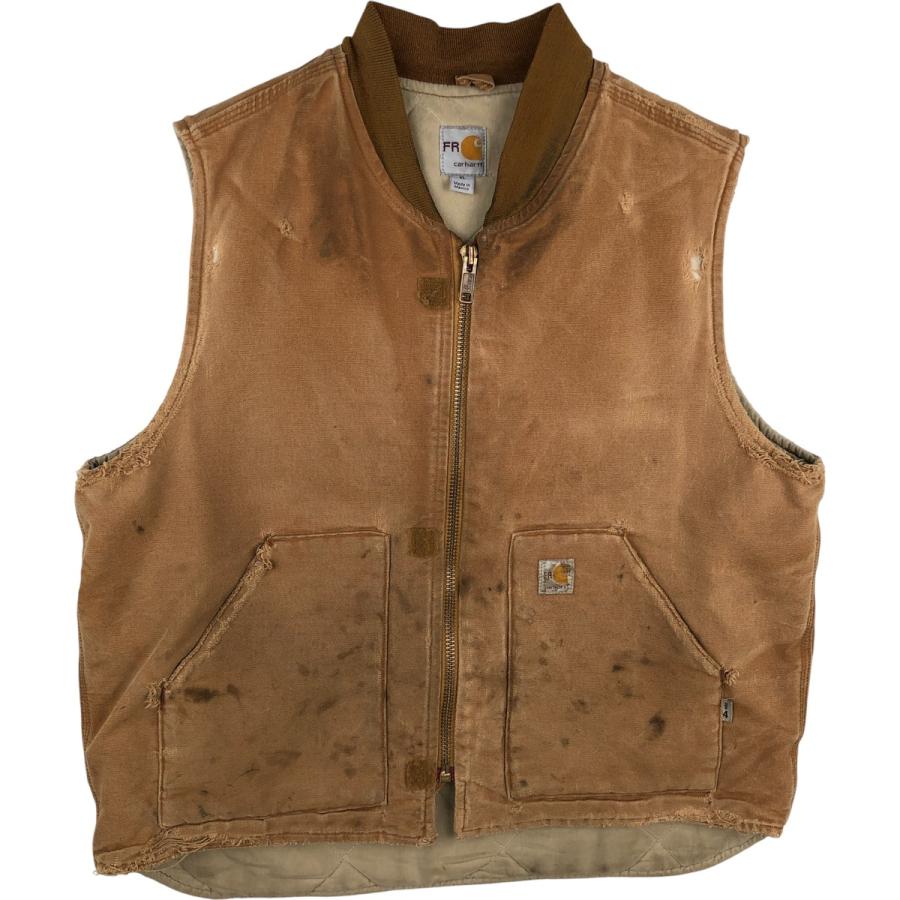 ユ*キ様 Carhartt カーハートFR ダックベスト S ブラウン キャメル メンズ Carhartt カーハートFR ダックベスト S ブラウン キャメル