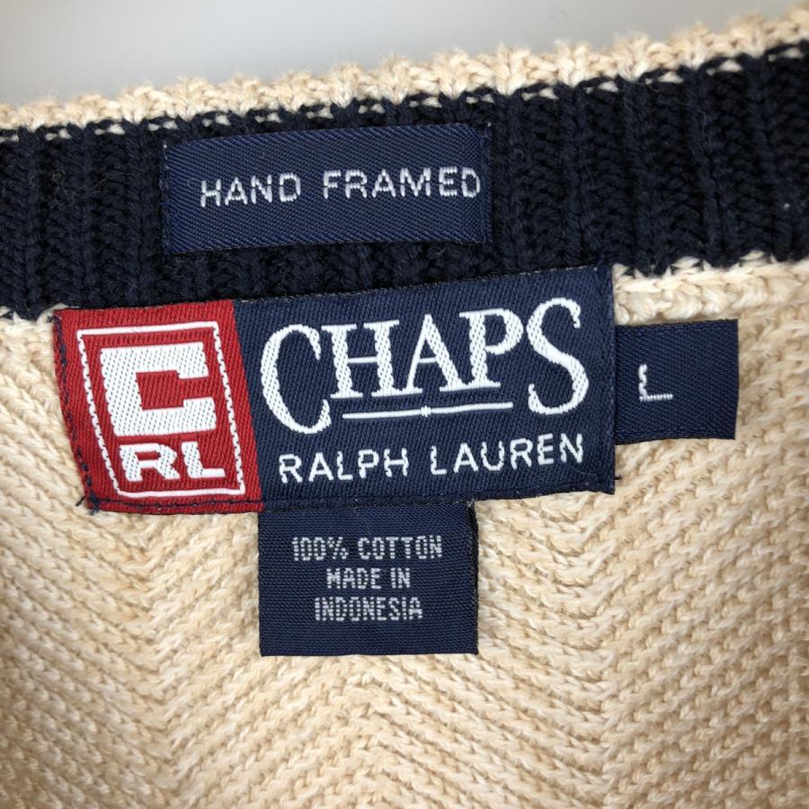 古着 ラルフローレン Ralph Lauren CHAPS チャップス ヘリンボーン コットンニットセーター メンズL相当/eaa605885 古着 ラルフローレン Ralph Lauren CHAPS チャップス ヘリンボーン