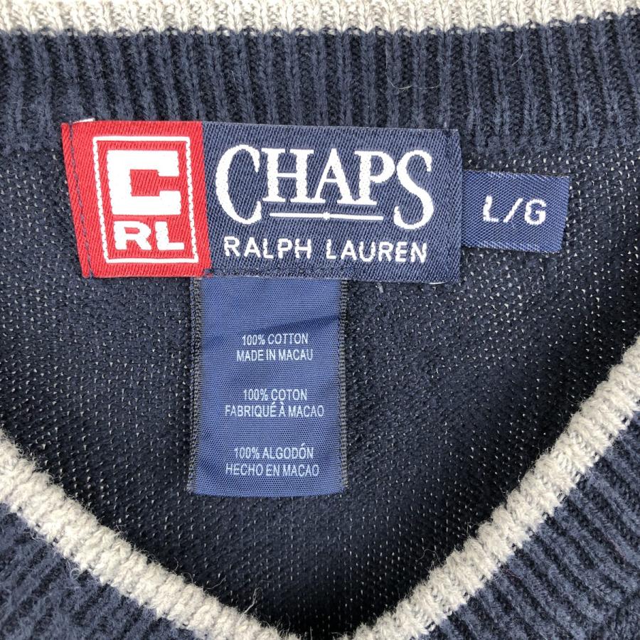 古着 ラルフローレン Ralph Lauren CHAPS チャップス Vネック コットンニットセーター メンズL相当/eaa605979 古着 ラルフローレン Ralph Lauren CHAPS チャップス Vネック コットン