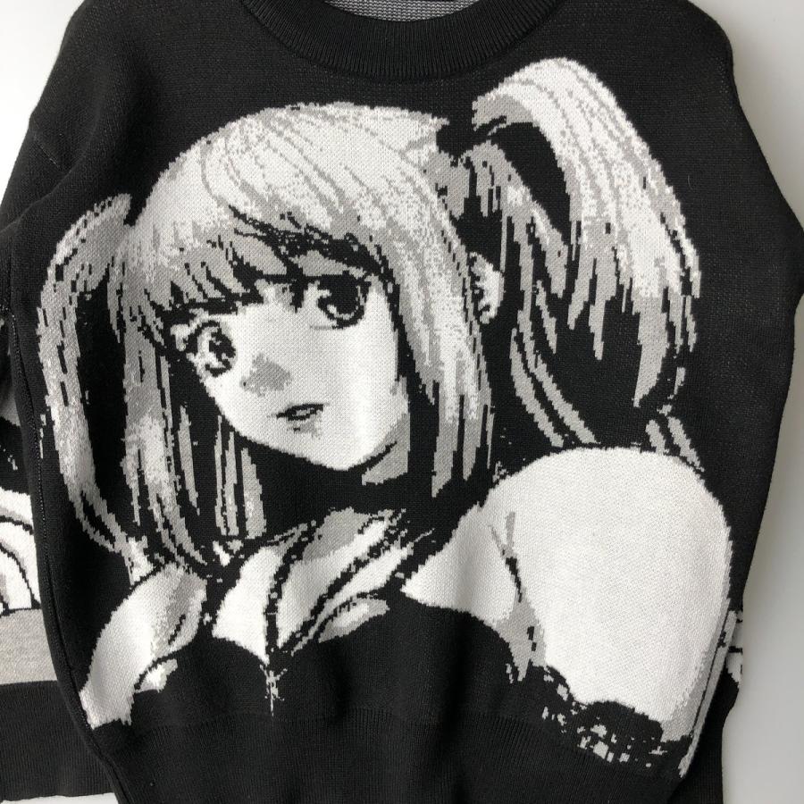 れ*ん様 希少 DEATH NOTE デスノート vintage 長袖カットソー 古着 DEATH NOTE デスノート ミサミサ L 総柄 アニメ レーヨン